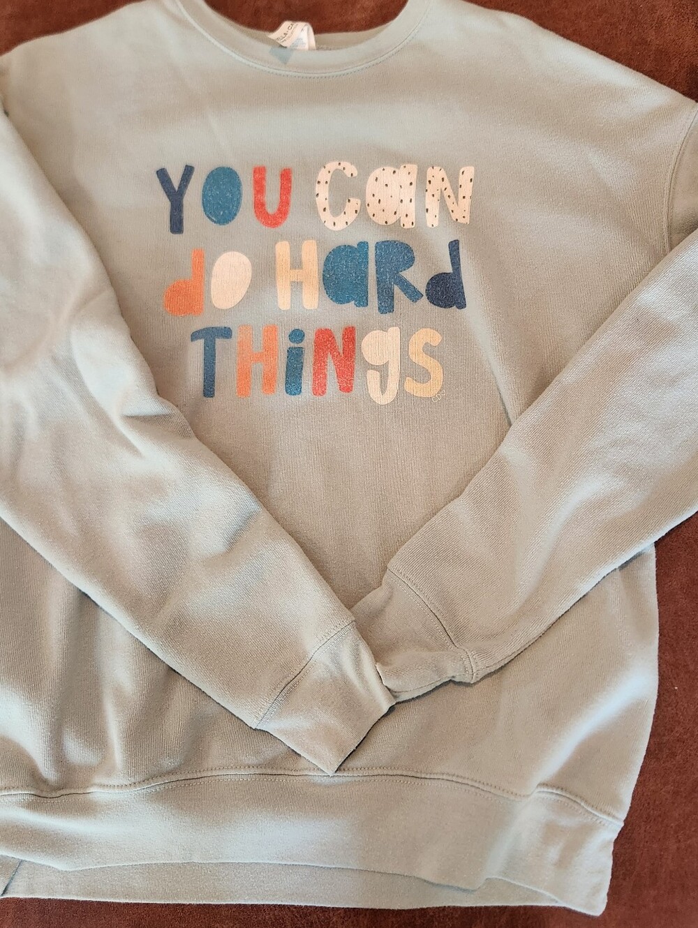 Light Blue/Grey Graphic Crewneck Sweatshirt - "You Can Do Hard Things"